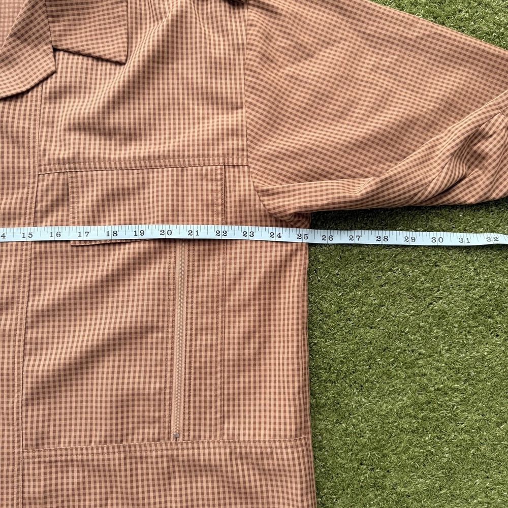 Carmel Zhao Men's‎ XL Brown Check Button Front Safari Utility Shirt 70/30 - Picture 6 of 9